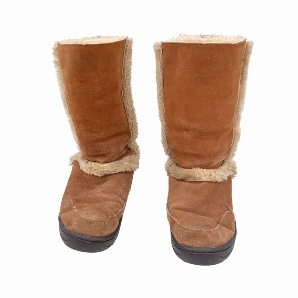 UGG AUSTRALIA NIGHTFALL 5325 BROWN SUEDE SHEARLING MID CALF BOOTS - W10 - Picture 3 of 10